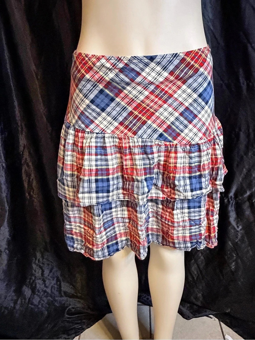 Torrid Plaid Ruffle Mini Skirt in Blue & Red Size 24